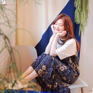 Tie-shoulder Floral-pattern Maxi Dress