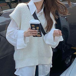 Plain Loose Fit Knit Vest