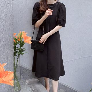 Puff-sleeve Stitched Dress