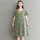 Short-sleeve Jacquard Qipao Dress