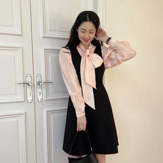 Flared Monotone Pinafore Dress