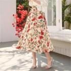Floral Maxi Accordion-pleat Skirt