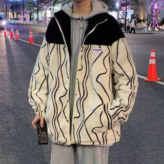 Wave Print Fleece Zip Jacket