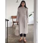 Hidden-button Linen Blend Trench Coat With Sash