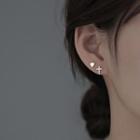 Heart & Cross Asymmetrical Sterling Silver Earring