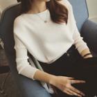 Batwing Sleeve Cropped Knit Top