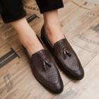 Faux-leather Woven Tasseled Loafers