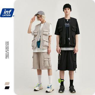 Unisex Multi-pocket Zipper Vest / Cargo Shorts