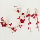 Wedding Flower Headpiece / Flower Clip-on Earring / Set