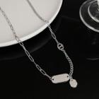 Geometric Pendant Alloy Necklace 01 - 1pc - Silver - One Size