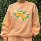 Orange Print Round Neck Sweatshirt