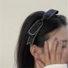 Rhinestone Bow Headband Black - One Size