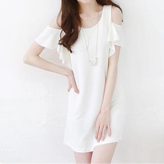 Cutout Shoulder Short-sleeve Dress