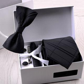 Set: Neck Tie + Bow Tie + Pocket Square + Tie Clip + Cuff Links