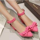 Bow Accent Ankle Strap Chunky Heel Pumps