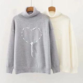 Turtleneck Heart Knit Top