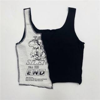 Print Two-tone Tank Top