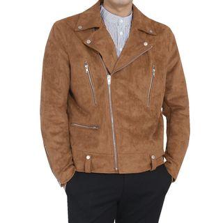 Plus Size Faux-suede Biker Jacket