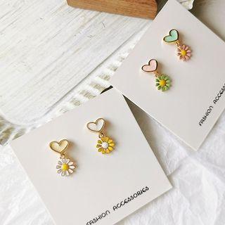 Heart & Flower Drop Earring