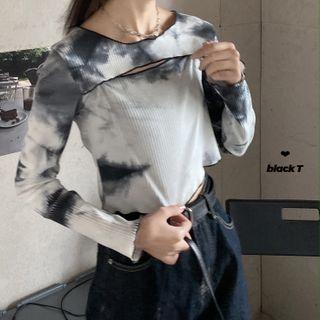 Tie Dye Long-sleeve T-shirt Dirty White - One Size