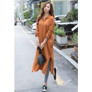 Half-placket Long Knit Dress