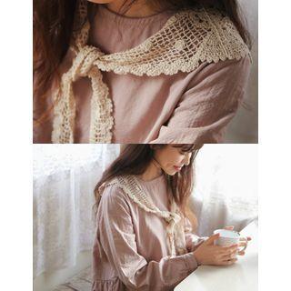 Tie-front Crochet Knit Capelet