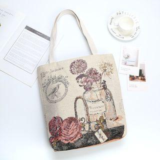 Embroidered Tote Bag White - M