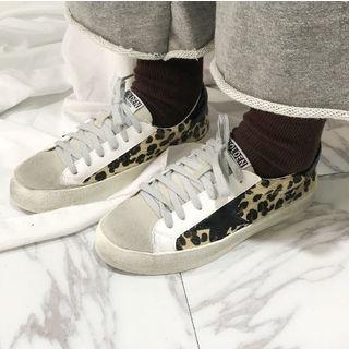 Leopard Panel Lace-up Sneakers