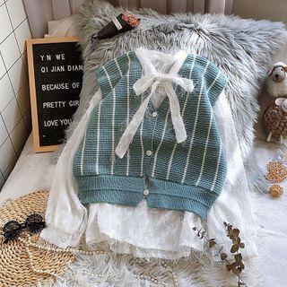 Stripe Buttoned Knit Vest