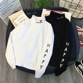 Long-sleeve Turtleneck Letter T-shirt