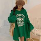 Lettering Cutout Strappy Long-sleeve T-shirt
