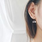 Sterling Silver Flower-accent Rhinestone Earrings