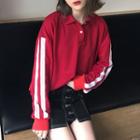 Contrast Trim Long Sleeve Polo Shirt