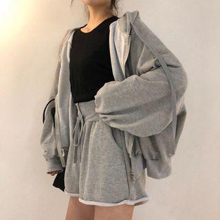 Hooded Zip Jacket / Drawstring Shorts