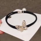 Rhinestone Butterfly Hair Tie Ly400 - Gold & Black - One Size