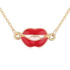 Gold Plated Lips Pendant Necklace