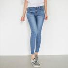 Hidden Band-waist Washed Skinny Jeans