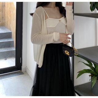 Plain Long-sleeve Lightweight Cardigan