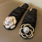 Flower Faux Pearl Faux Leather Hair Clip