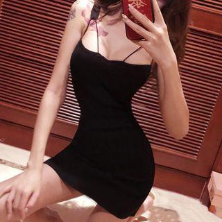 Sleeveless Mini Bodycon Knit Dress Black - One Size