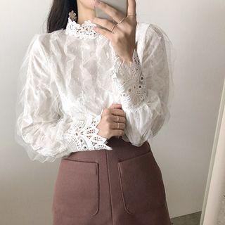 Mesh Overlay Lace Top