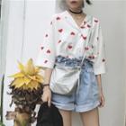 Heart Print Loose-fit Blouse