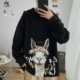 Cartoon Alpaca Hooded Sweatshirt