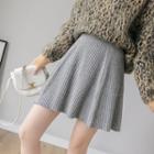 Mini A-line Ribbed Knit Skirt