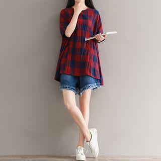 Check Short-sleeve Blouse