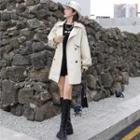 Notch Lapel Double-breasted Faux Leather Jacket