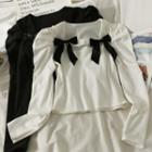 Ribbon-accent Square-neck Crop Blouse