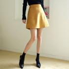 Faux-suede Flare Miniskirt