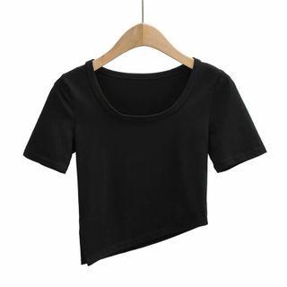 Asymmetrical Short-sleeve Crop T-shirt