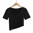 Asymmetrical Short-sleeve Crop T-shirt